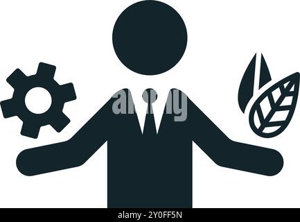 Geschäftsmann, der zwischen Industrie- und Ökologie-Konzeptsymbol wählt Stock Vektor