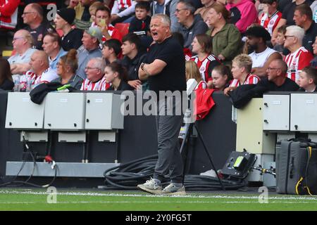 Sheffield United Trainer Chris Wilder beim SKY Bet EFL Championship-Spiel von Sheffield United FC gegen Watford FC in der Bramall Lane, Sheffield, England, Großbritannien am 1. September 2024 Stockfoto