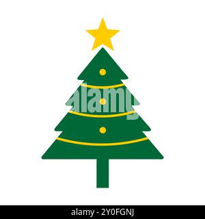 Geschmückter Weihnachtsbaum mit Sternsymbol Stock Vektor