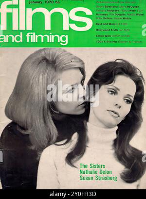 Filme und Dreharbeiten Jan 1970 - Vintage Magazin Cover - Fotograf unbekannt - Text Transkription [ januar 1970 5s Filme und Dreharbeiten Bildvorschau neuer Filme mit Barbra Streisand Steve McQueen Vanessa Redgrave Franco Nero Faye Dunaway Kirk Douglas Natalie Wood Peter Sellers Raquel Welch Best and Worst of 1969 Hollywood Wahrheit und Myth Lillian Gish Griffith and Me 1924's Ben-Hur Disaster to Triumph the Sisters Nathalie Strasberg NUR FÜR SUSEDIAN Strasberg Stockfoto