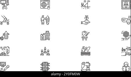 Hobbys Freizeitsymbole hochwertige Vektorsymbole mit editierbarer Kontur. Ideal für professionelle und kreative Projekte. Stock Vektor