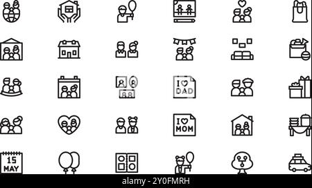 Internationaler Tag der Familien Icons hochwertige Vektor-Icons-Kollektion mit editierbarem Strich. Ideal für professionelle und kreative Projekte. Stock Vektor