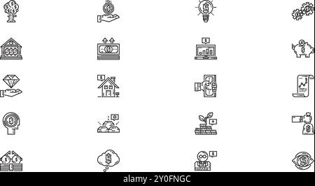 Investitionssymbole hochwertige Vektorsymbole mit bearbeitbarer Kontur. Ideal für professionelle und kreative Projekte. Stock Vektor