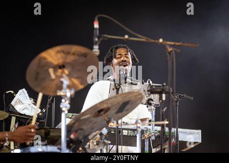 Die britische Sängerin und Songwriterin Sampha tritt live beim Rock en seine Festival auf. Stockfoto