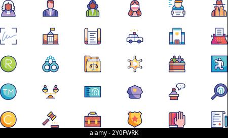 Legal Icon Pack hochwertige Vektor-Icons-Kollektion mit editierbarer Kontur. Ideal für professionelle und kreative Projekte. Stock Vektor