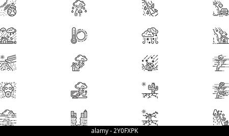 Symbole für Naturkatastrophen hochwertige Vektorsymbole mit editierbarem Konturstrich. Ideal für professionelle und kreative Projekte. Stock Vektor