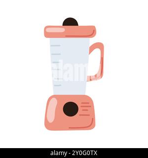 Elektrischer Mixer in flacher Ausführung. Mahlwerk für Küchenmischer. Smoothie-Werkzeug. Vektorillustration auf weißem Hintergrund isoliert. Stock Vektor