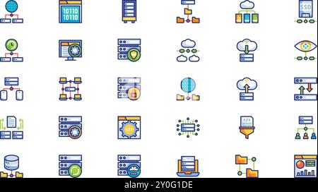 Datenbank- und Server-Symbolpaket hochwertige Sammlung von Vektorsymbolen mit editierbarer Kontur. Ideal für professionelle und kreative Projekte. Stock Vektor