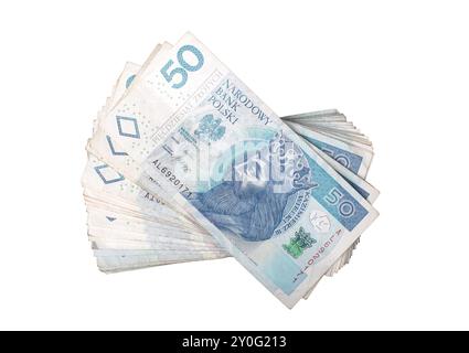 Stapel polnischer 50-Zloty-Banknoten Stockfoto