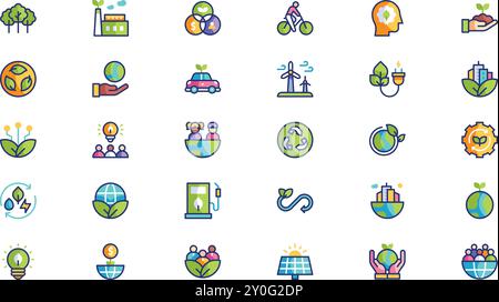 Sustainability Icon Pack hochwertige Vector Icons Kollektion mit bearbeitbarem Konturstrich. Ideal für professionelle und kreative Projekte. Stock Vektor