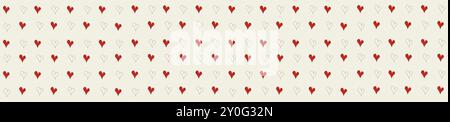 Muster rhythmischer Herzwiederholungen. Leichtes und luftiges Muster. Muster mit minimalistischem Design. Nahtloses Herzmuster. Stockfoto