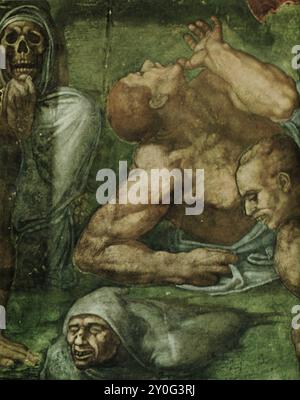 Michelangelo 1537-1541 Sixtinische Kapelle das letzte Gericht Detail der Auferstehung der Toten, Tod Stockfoto