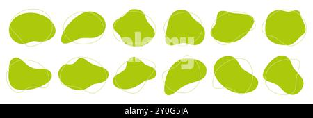 Abstrakte organische flüssige Amöben Blob Formen Vektoransammlung isoliert auf weißem Hintergrund. Grüne Farbe Flüssigkeit Wackelfleck unregelmäßige Formen gesetzt, verformt Stock Vektor