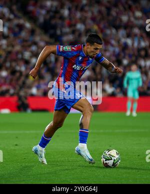 Daniel Munoz aus Crystal Palace in Aktion während des Spiels der zweiten Runde des Carabao Cup im Londoner Selhurst Park. Bilddatum: Dienstag, 27. August 2024. Stockfoto