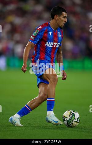 Daniel Munoz aus Crystal Palace in Aktion während des Spiels der zweiten Runde des Carabao Cup im Londoner Selhurst Park. Bilddatum: Dienstag, 27. August 2024. Stockfoto