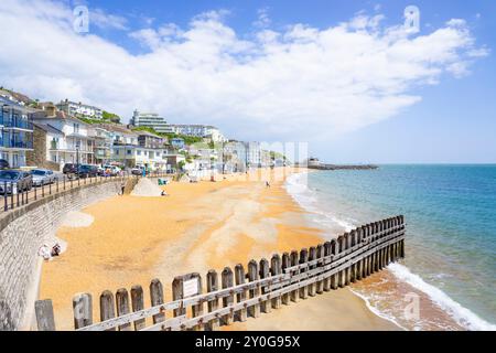 Isle of Wight Ventnor - Ventnor Beach mit Holzkiefern, die zur Ventnor Bay führen Ventnor Isle of Wight England Großbritannien GB Europa Stockfoto