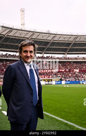 Torino, Italien. Oktober 2022. Foto Fabio Ferrari/LaPresse 15 Ottobre 2022 - Torino, Italia - Sport, calcio -ESCLUSIVA TORINO FC- Turin FC vs Juventus FC - Campionato italiano di calcio Serie A TIM 2022/2023 - Stadio Olimpico Grande Turin. Nella Foto: Urbano Cairo (FC Turin) 15. Oktober 2022 Turin, Italien - Sport, calcio - EXKLUSIV TURIN FC - Turin FC vs Juventus FC - italienische Fußballmeisterschaft der Serie A 2022/2023 - Olimpico Grande Torino Stadium. Im Bild: Urbano Cairo (Turin FC) Credit: LaPresse/Alamy Live News Stockfoto