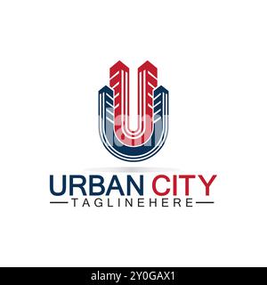 Letter U Urban Building Logo Vector Design. Urbane Ikone, Stadtturm, Hotel Stock Vektor