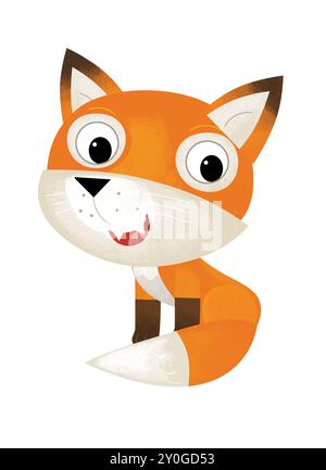 Zeichentrickfilm wildes Waldtier lächelnder lustiger Fuchs isolierte Illustration für Kinder Stockfoto