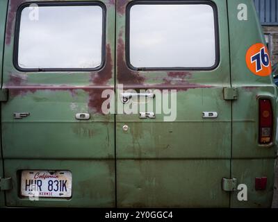 FORD VAN GREEN KALIFORNIEN ZULASSUNG KERMIE Stockfoto