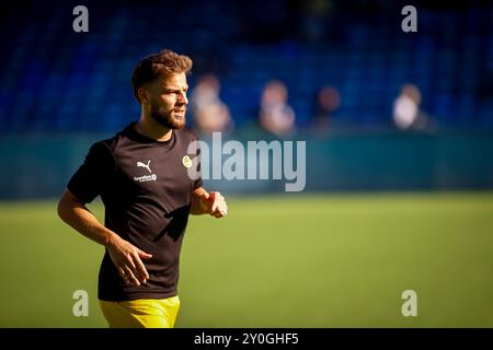 Drammen, Norwegen, 1. September 2024. Bodø/Glimts Philip Zinckernagel vor dem Eliteserien-Spiel zwischen Strømsgodset und Bodø/Glimt im Marienlyst-Stadion. Quelle: Frode Arnesen/Alamy Live News Stockfoto