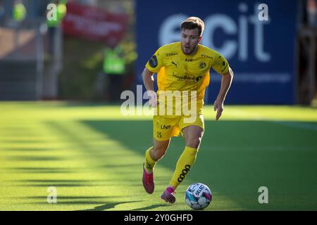 Drammen, Norwegen, 1. September 2024. Bodø/Glimts Fredrik Bjørkan im Eliteserien-Spiel zwischen Strømsgodset und Bodø/Glimt im Marienlyst-Stadion. Quelle: Frode Arnesen/Alamy Live News Stockfoto