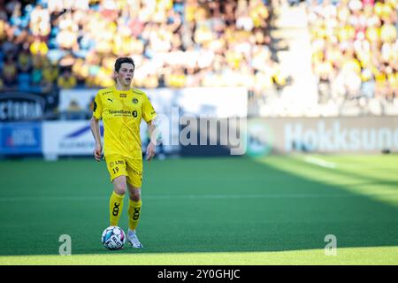 Drammen, Norwegen, 1. September 2024. Bodø/Glimts Sondre Brunstad Fet erzielte im Eliteserien-Spiel zwischen Strømsgodset und Bodø/Glimt im Marienlyst-Stadion das einzige Tor in seinen Teams 0-1. Quelle: Frode Arnesen/Alamy Live News Stockfoto