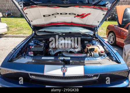 Das Dodge R/T Charger kombiniert klassische Muscle Car-Tradition mit moderner Leistung und verfügt über einen leistungsstarken Motor und ein auffälliges Design, das beide Geschwindigkeiten verspricht Stockfoto