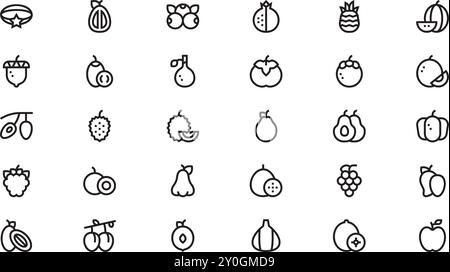 Fruits Icons hochwertige Vector Icons Collection mit editierbarer Kontur. Ideal für professionelle und kreative Projekte. Stock Vektor