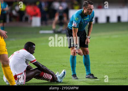 Mantua, Italien. September 2024. Der Schiedsrichter des Spiels, Valerio Rosario Abisso von Palermo Delegation während des italienischen Fußball-Meisterschaftsspiels der Serie B zwischen Mantova Calcio 1911 und US Salernitana 1919 im Danilo Martelli Stadion am 1. September 2024 in Mantua, Italien. Quelle: Roberto Tommasini/Alamy Live News Stockfoto