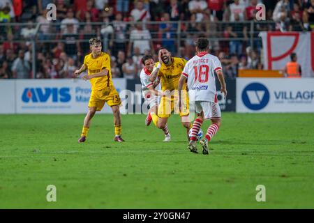 Mantua, Italien. September 2024. Dylan Bronn von US Salernitana 1919 während des italienischen Fußballspiels der Serie B zwischen Mantova Calcio 1911 und US Salernitana 1919 im Danilo Martelli Stadium am 1. September 2024 in Mantua, Italien. Quelle: Roberto Tommasini/Alamy Live News Stockfoto