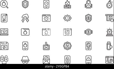 Hacker Icons hochwertige Vektor-Icons-Sammlung mit editierbarer Kontur. Ideal für professionelle und kreative Projekte. Stock Vektor