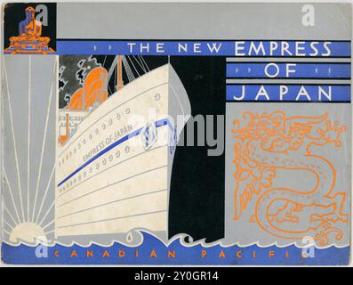 Vintage Travel Booklet Artwork für die neue Kaiserin von Japan vom kanadischen Pazifik. 1930. Stockfoto