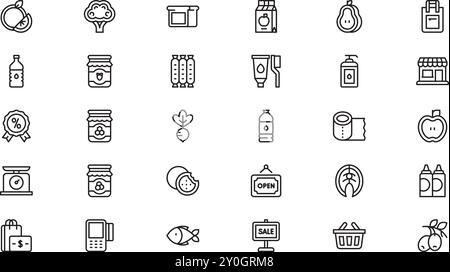 Lebensmittelsymbole hochwertige Vektor-Icons-Kollektion mit bearbeitbarem Konus. Ideal für professionelle und kreative Projekte. Stock Vektor