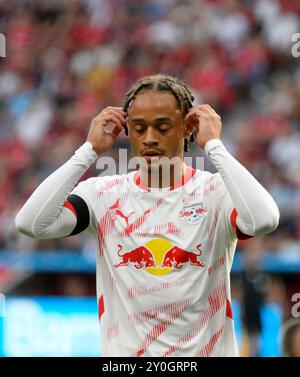 BayArena Leverkusen, 31.8,2024, Fussball-Bundesliga-Saison 2024/25 2. Spieltag, Bayer 04 Leverkusen (B04) vs Rasenballsport Leipzig (RBL) - Xavi Simons (RBL) Stockfoto