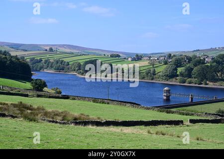 Lower Laithe Reservoir, Haworth Moor, Bronte Country, im frühen Herbst, West Yorkshire Stockfoto