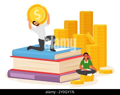 Bildungskosten und Investitionen in die Illustration von Wissensvektoren Stock Vektor