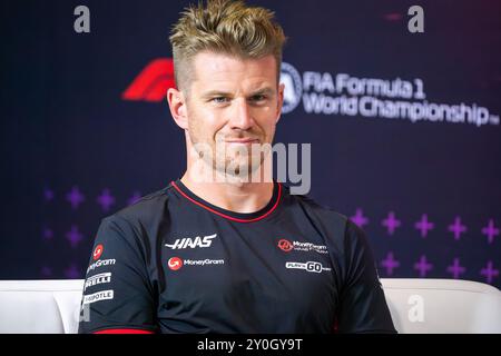 Monza, Italien. August 2024. Nico Hulkenberg während der Pressekonferenz der Formel 1 Pirelli Gran Premio d'Italia 2024 am 29. August 2024 in Monza, Italien. Quelle: Luca Rossini/E-Mage/Alamy Live News Stockfoto