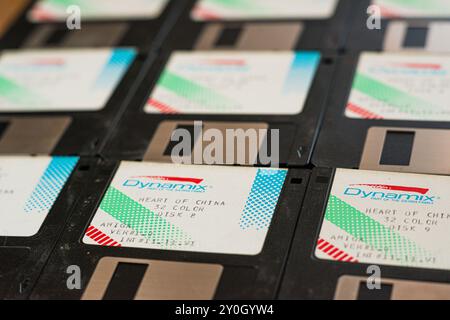 Göteborg, Schweden - 03. August 2014: Heart of China Game Disks für Amiga 500. Stockfoto