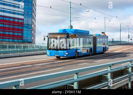 Göteborg, Schweden - 20. september 2019: MAN Lion's City CNG-Gelenkbus von Keolis für V?sttrafik. Stockfoto