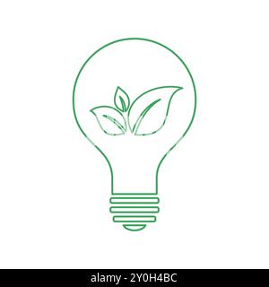 Glühbirne mit grünen Blättern symbolisiert ein umweltfreundliches Energiekonzept Stock Vektor