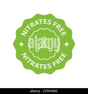 Nitratfreies grünes Etikett mit chemischer Struktur, sauberes Design-Konzept Stock Vektor