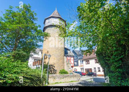 Herborn: Stadtturm Hexenturm in Westerwald, Hessen, Deutschland Stockfoto