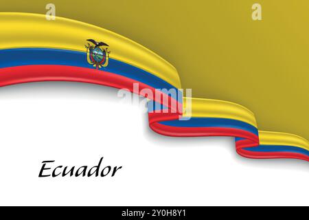 Schwebendes Band mit der Flagge Ecuadors. Vorlage für Poster zum Unabhängigkeitstag Stock Vektor