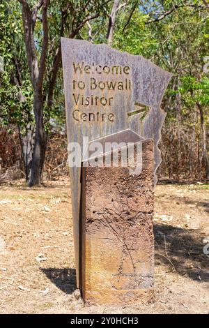 Willkommen im Bowali Visitor Centre Schild, Kakadu Nationalpark, Kakadu Highway, Jabiru, Northern Territory, Australien Stockfoto