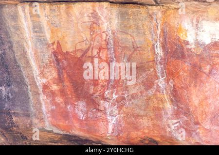 Felskunst der Ubirr Aborigines, Kakadu National Park, Kakadu Highway, Jabiru, Northern Territory, Australien Stockfoto