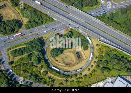 Luftbild, Autobahn A2 Anschlussstelle Essen/Gladbeck mit Bundesstraße B224, Butendorf, Gladbeck, Ruhrgebiet, Nordrhein-Westfalen, Deutschland ACHTUNGxMINDESTHONORARx60xEURO *** Luftaufnahme, Autobahnkreuz A2 Essen Gladbeck mit Bundesstraße B224, Butendorf, Gladbeck, Ruhrgebiet, Nordrhein-Westfalen, Deutschland ATTENTIONxMINDESTHONORARx60xEURO Stockfoto