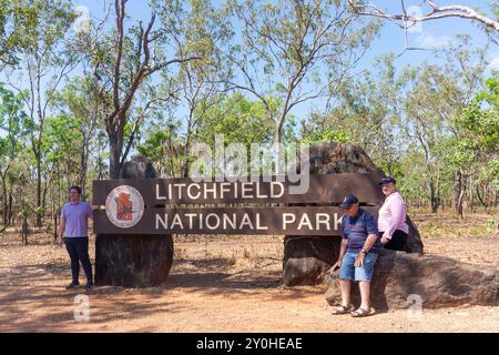 Eintrittsschild zum Litchfield National Park, Litchfield Park, Northern Territory, Australien Stockfoto