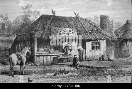 Abbildung von Thomas Castro (Arthur Orton) Metzgerei in Wagga Wagga, New South Wales, Australien, vor oder während des Tichborne-Falls. Stockfoto