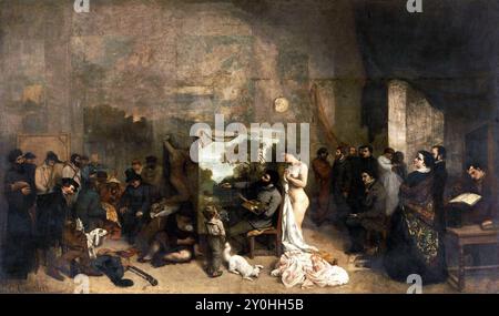 The Artist's Studio (L’Atelier du peintre): A Real Allegory of a Sieben Year Phase in My Artistic and Moral Life, 1855, Gemälde von Gustave Courbet Stockfoto